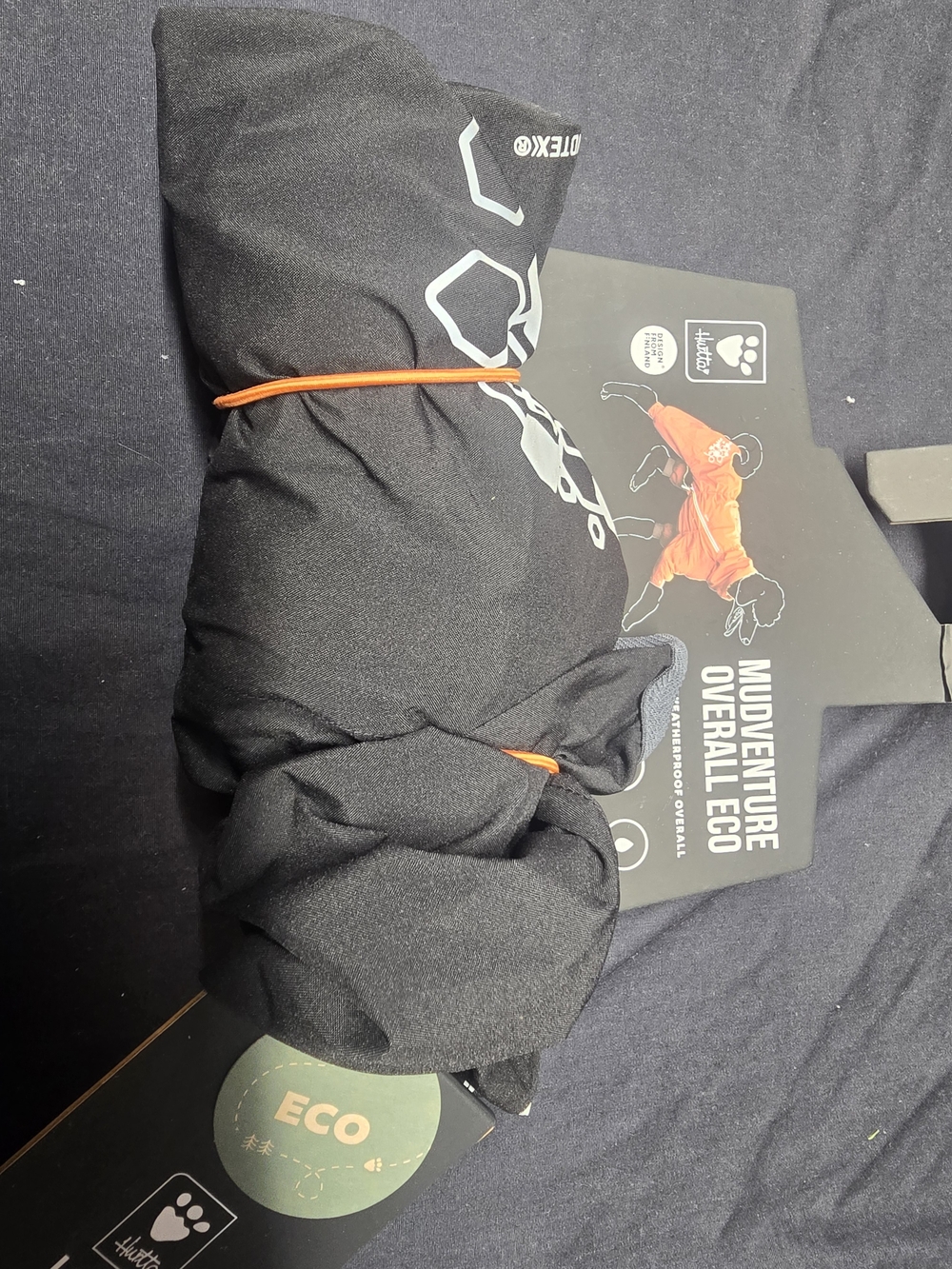 Hurrta Eco Mudventure Waterproof Dog Overall - Black with Orange Accents 14 Inch